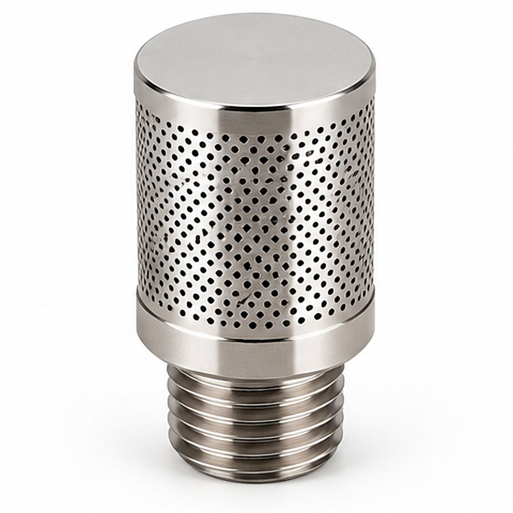 Flat Head Stainless Steel Muffler SML-04 Pneumatic Exhaust Muffler / Silencer Port/Model Size: SML-04 Used To Reduce Exhaust Noise; Exact Flow And Pressure Ratings Are Not Specified In The Visible Catalogue Flat Head Stainless Steel Muffler